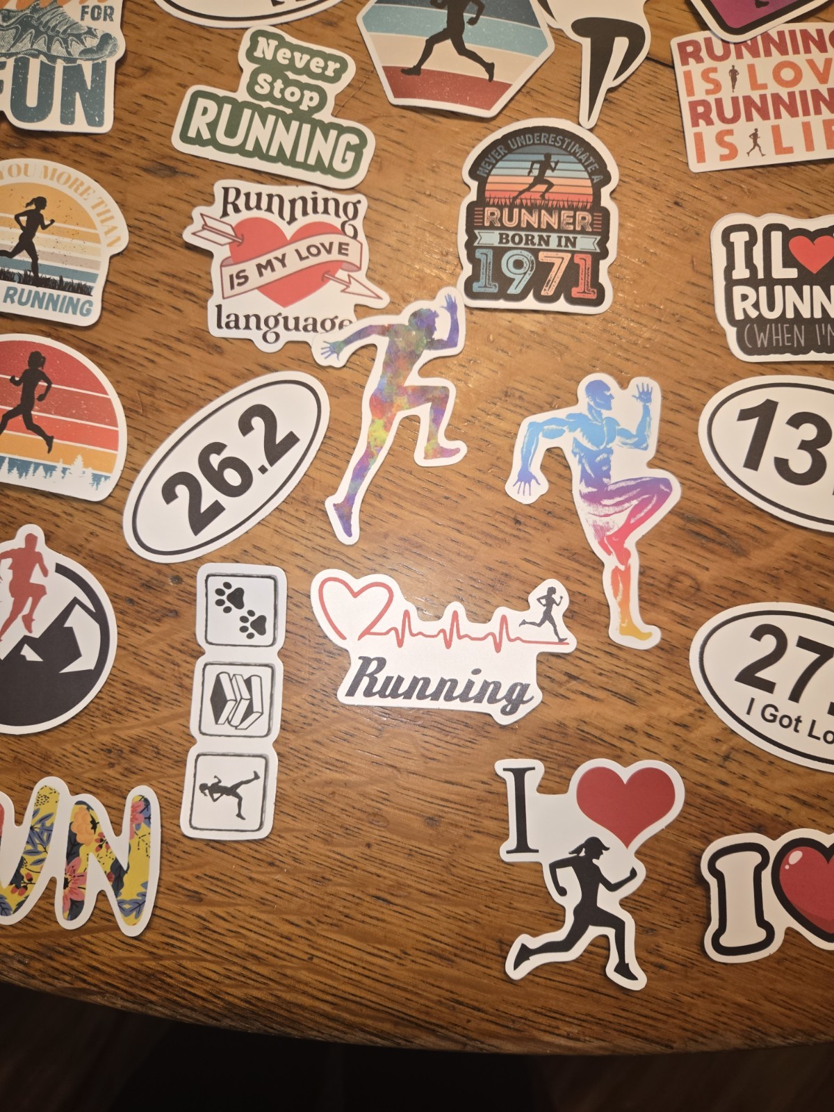 Assorted Running Stickers For Waterbottles: 52 Piece