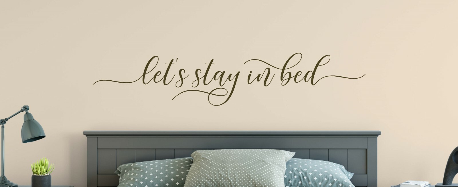 LET'S STAY IN BED Couple Love Vinyl Wall Decal Decor Words Home Saying Quote
