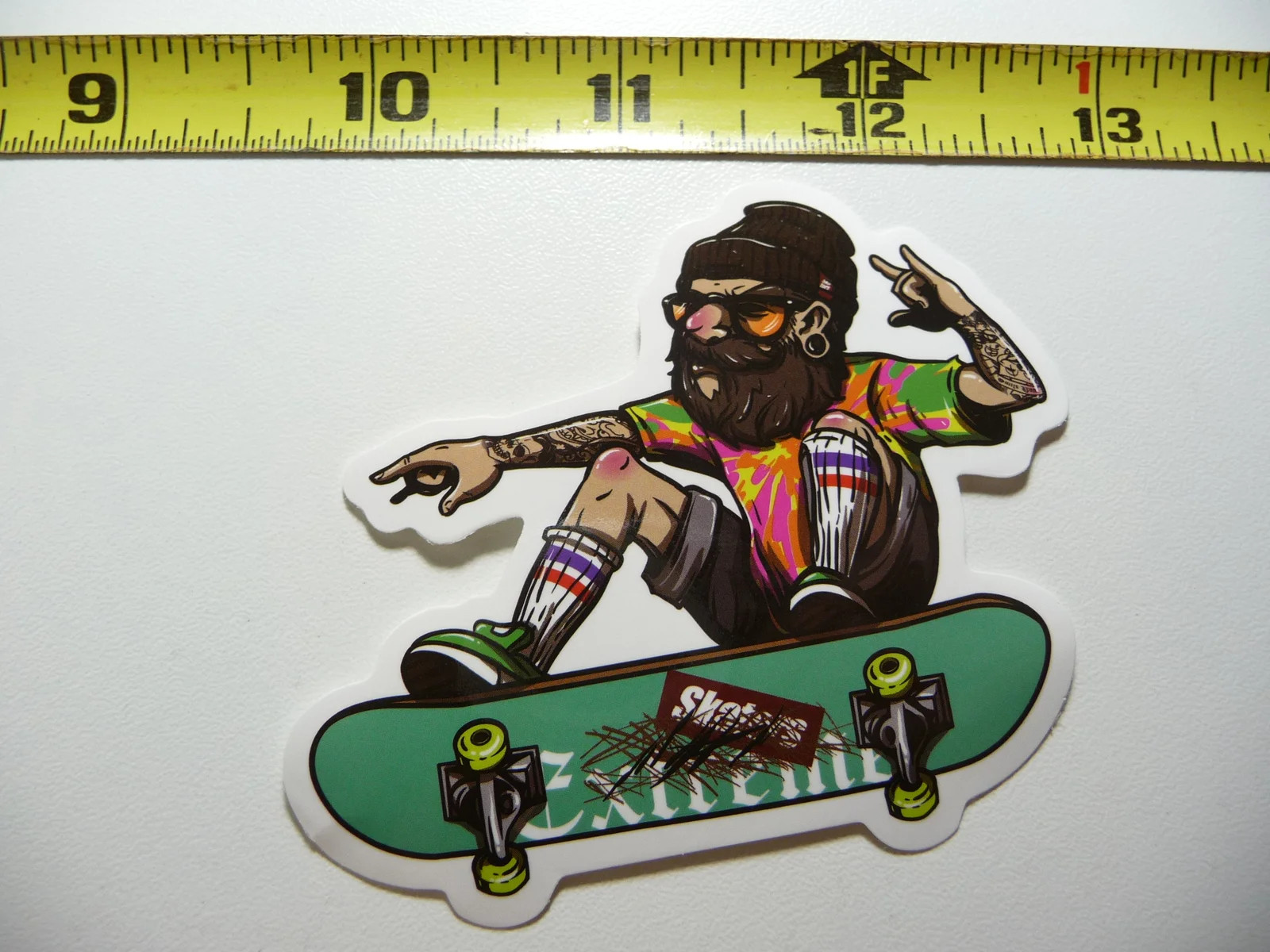 OLD TATTOOED DUDE SKATEBOARDING SMALL STICKER DECAL HIP HOP RAP MUSIC STYLE