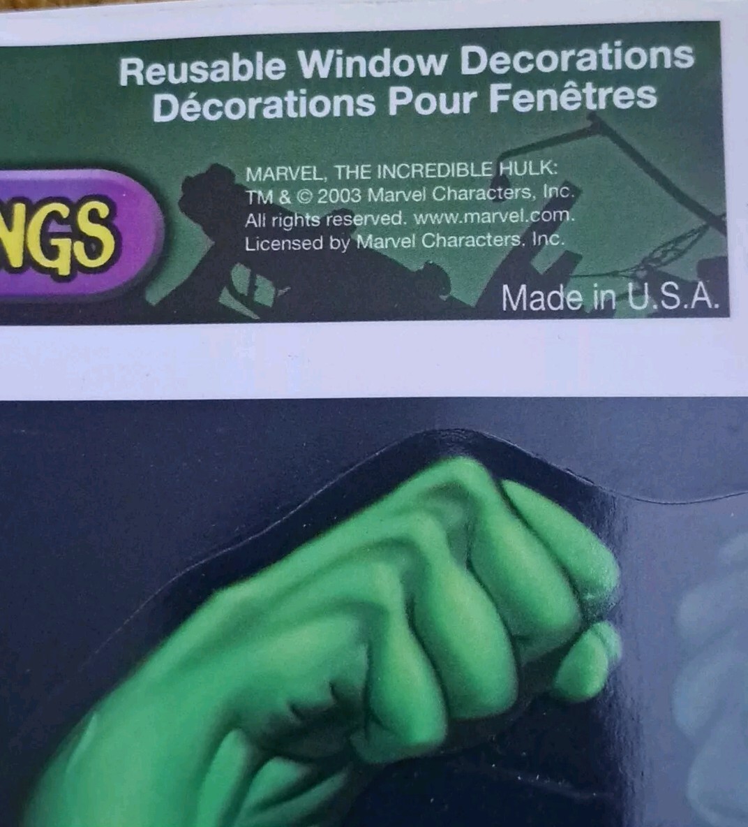 Marvel Halloween The Incredible HULK Superhero Art Window Cling Stickers Decal