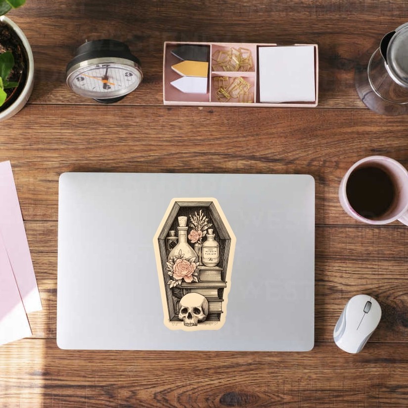 Halloween Bookshelf Sticker: Cuffin Vinyl Sticker. Different Sizes