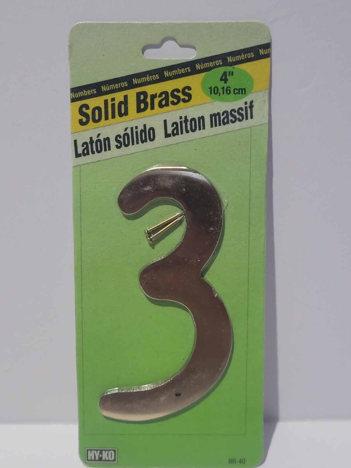 Solid Brass #3 House Number With Screws HY-KO Products new in packaging