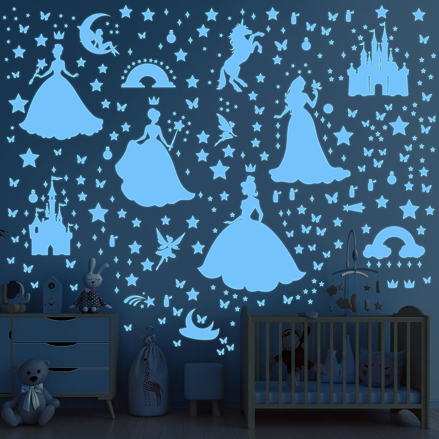 Glow in The Dark Stars for Ceiling Wall Decals Kids Room Decor Reusable