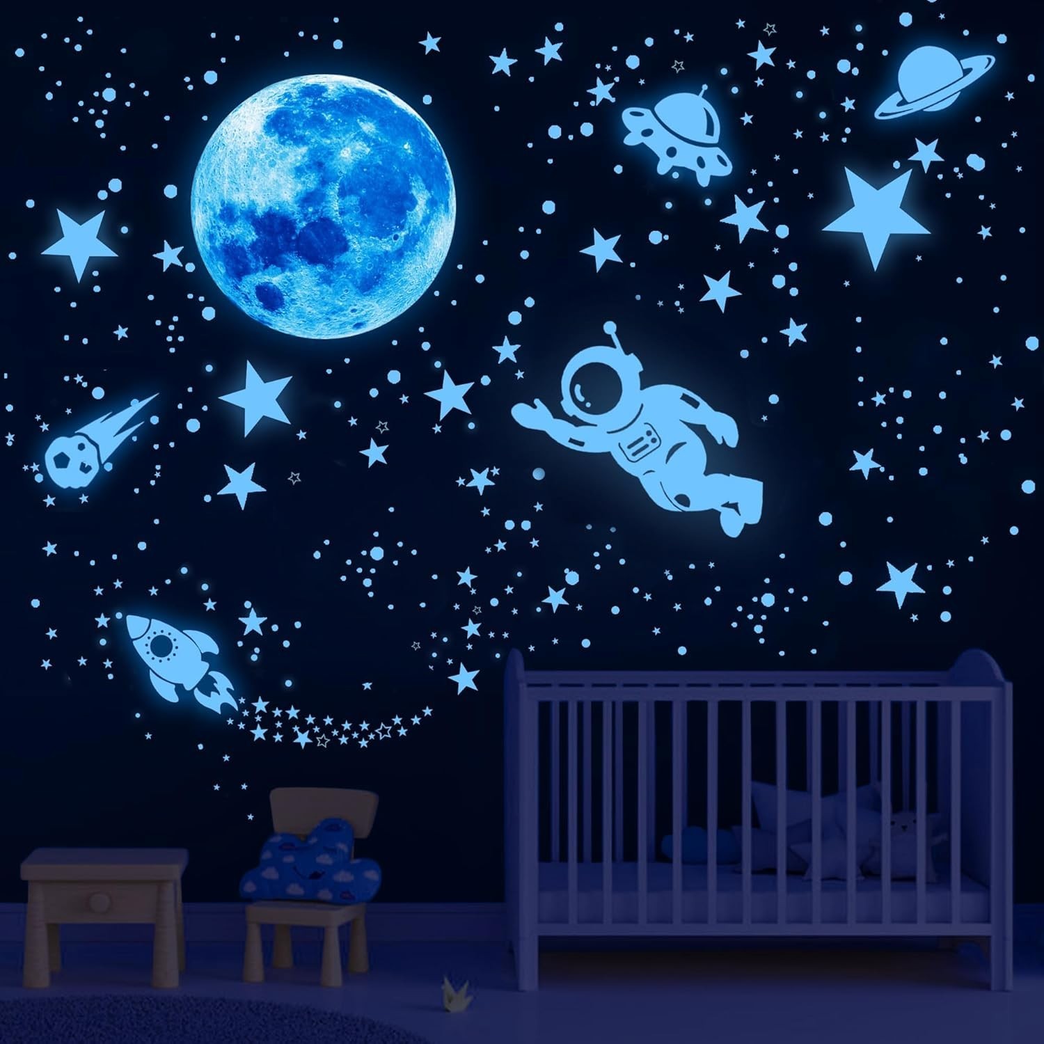 530Pcs Glowing Stars for Ceiling,Glow in The Dark Stars,Space Wall Decals Sol…