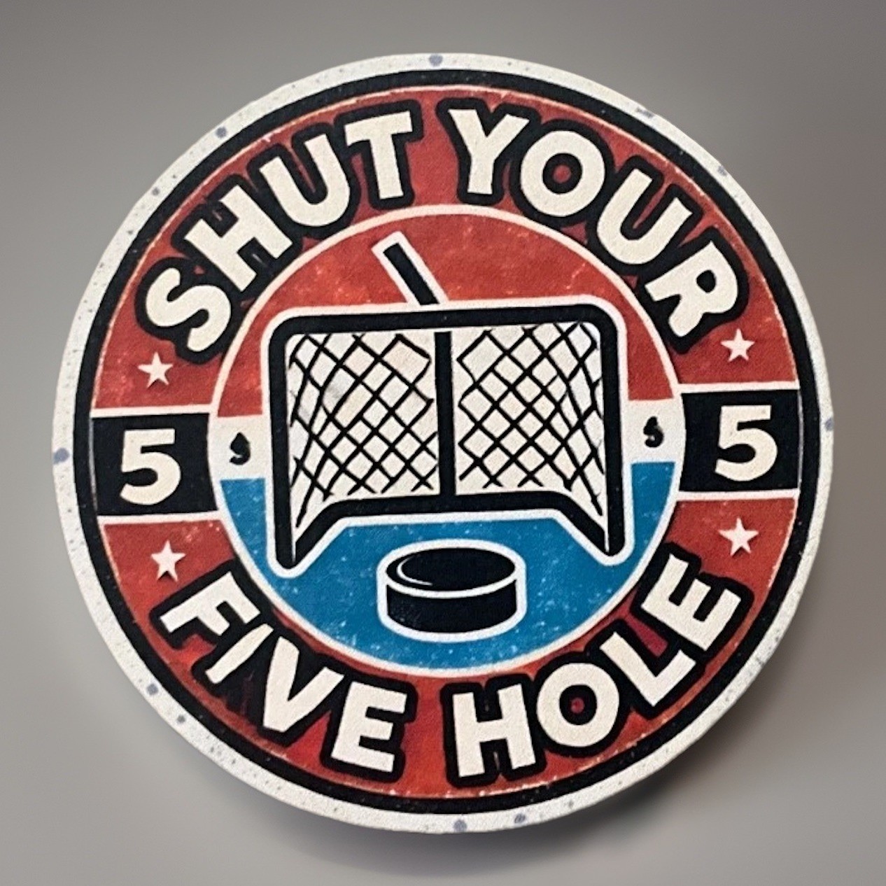 Shut Your Five Hole Hockey Sticker or Magnet (2 pack) Goal Goalie NHL