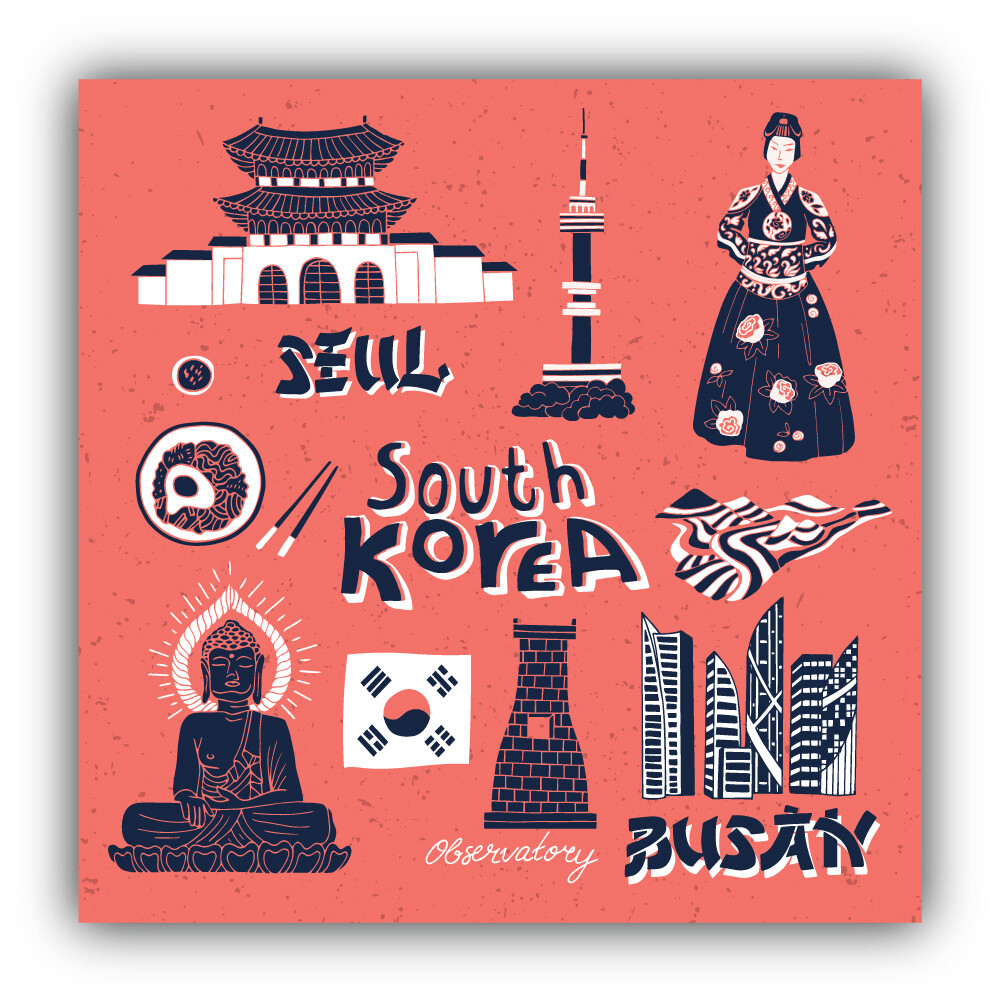 South Korea Illustration Vinyl Sticker Car Bumper Decal
