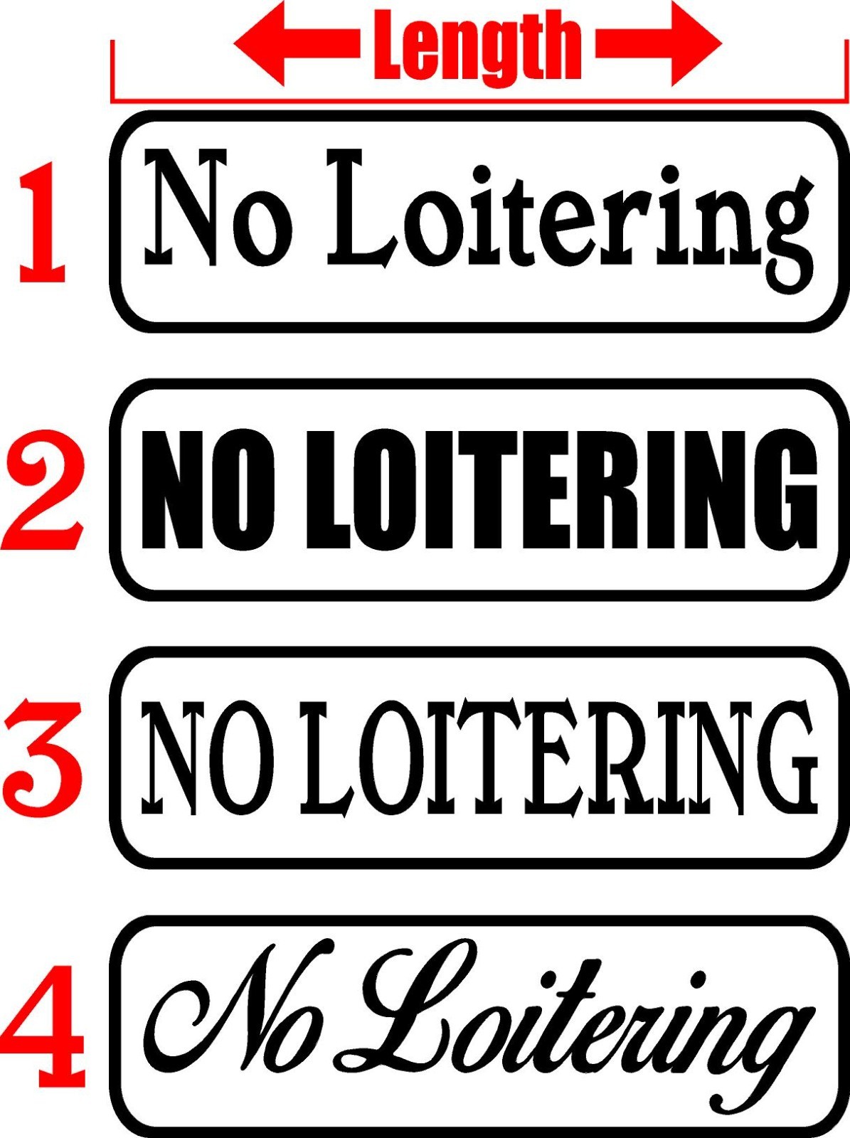 No Loitering Decal | Colors | Black | Door Notice | LLC | Business Signs