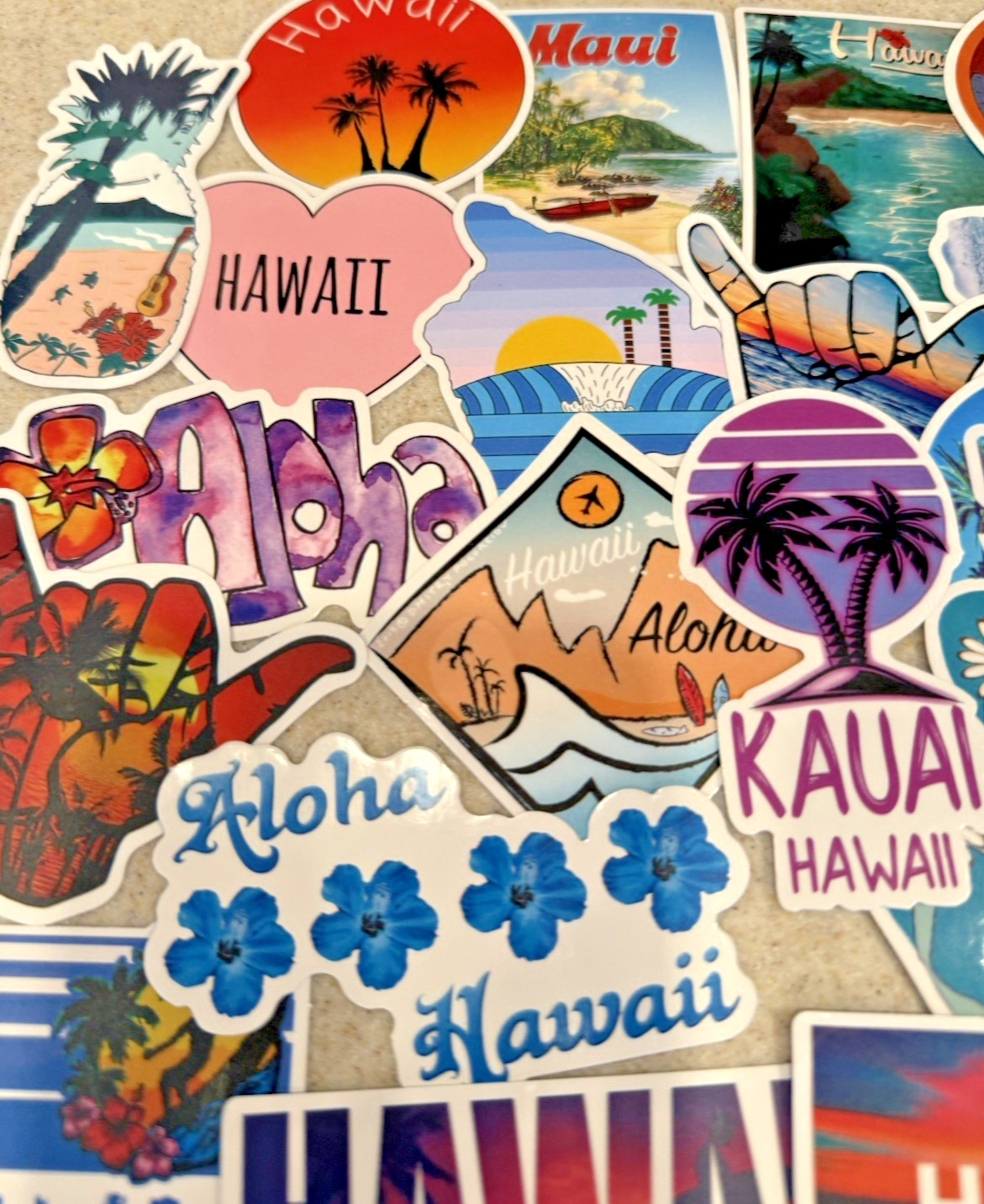 Hawaii, Surfing, Summer, Travel Stickers/Decals, NEW, Pick Your Pack of 50or100