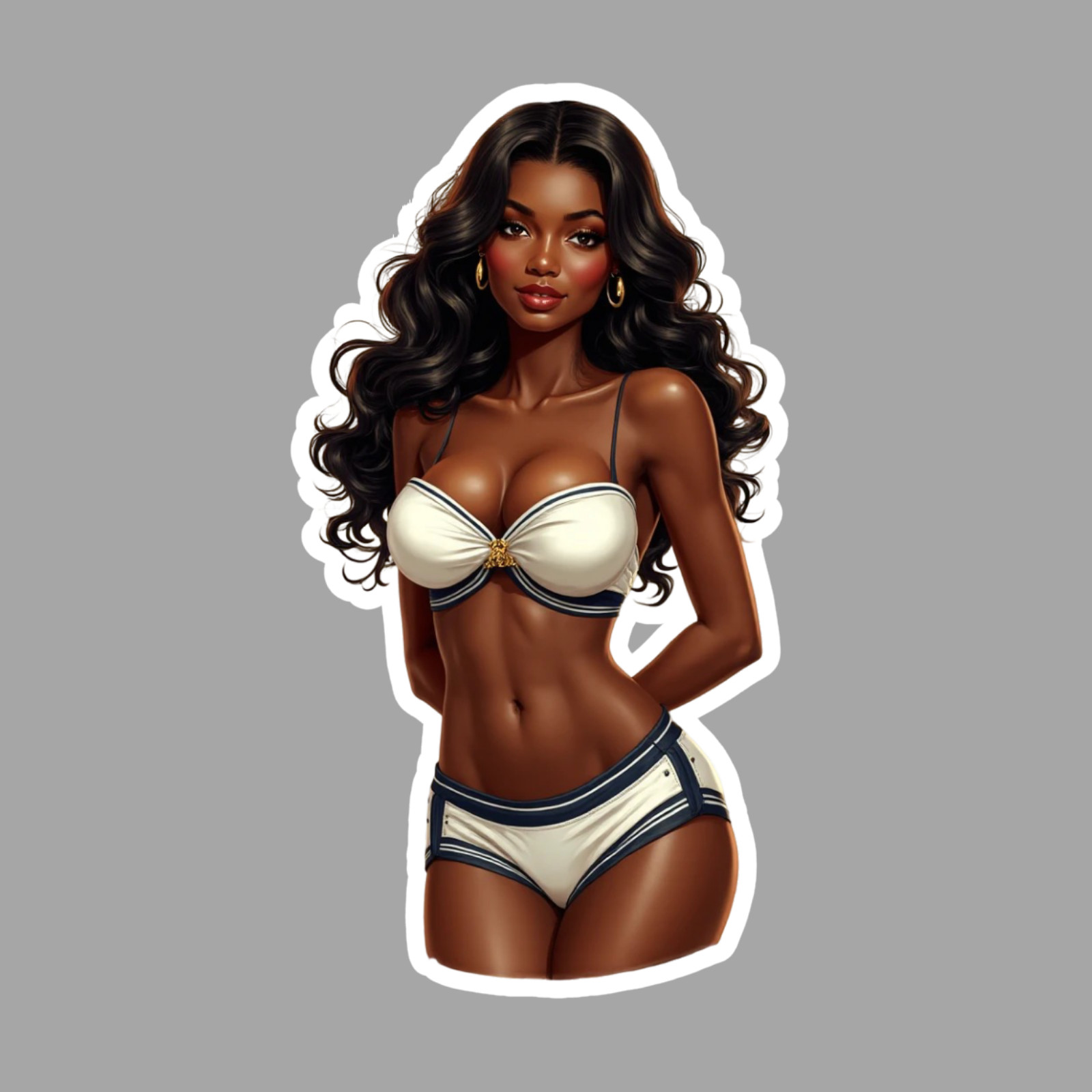 African American pinup girl sticker vinyl decal bikini sailor vintage retro