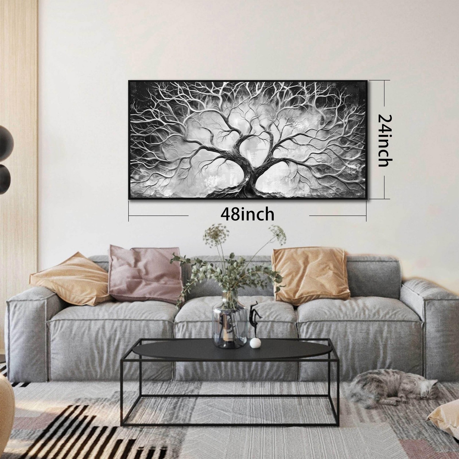 Black and White Wall Art for Bedroom – Black Framed Tree Canvas Wall Art for …
