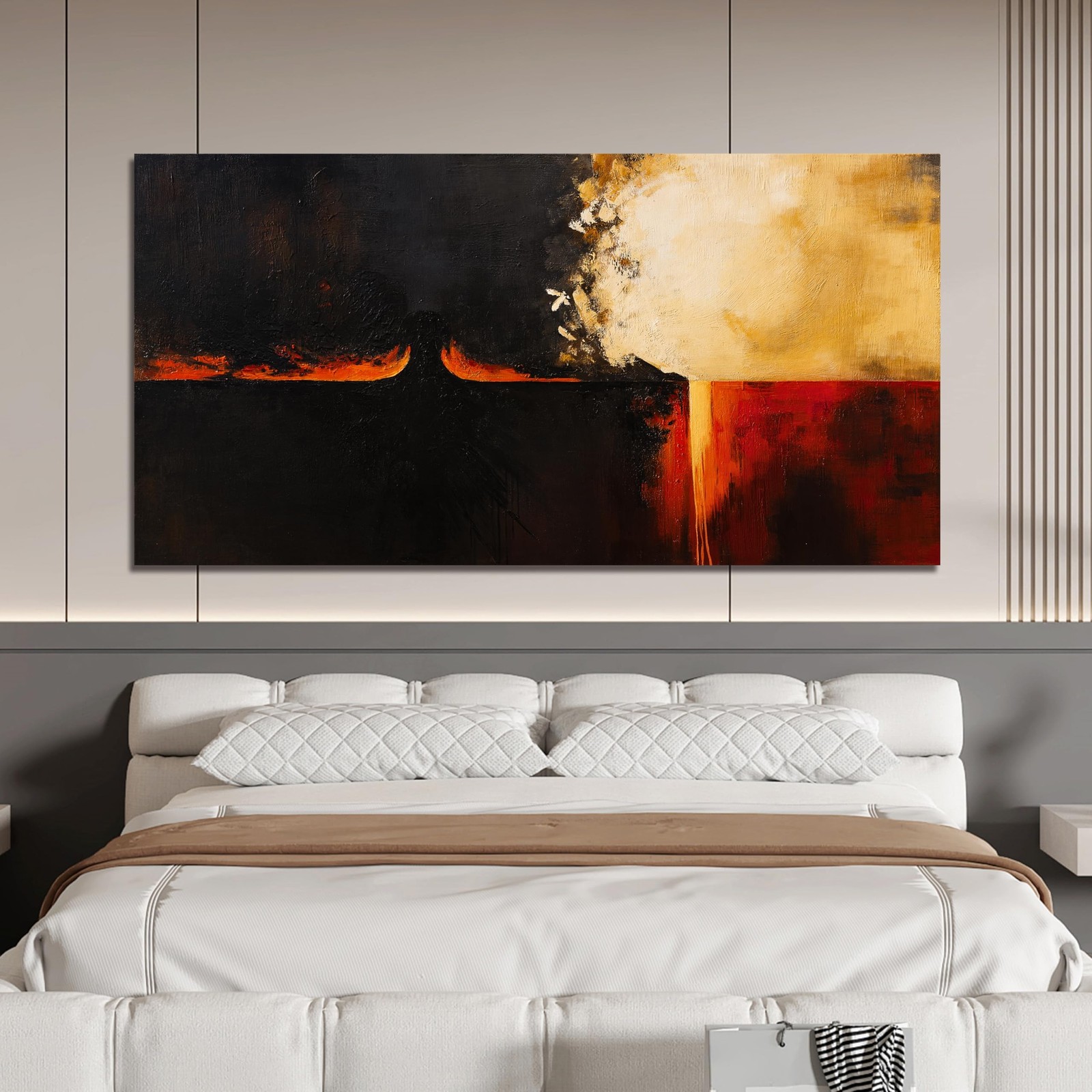 Canvas Wall Art Decor Large Wall Art Pictures For Living Room Black Red Vinta…