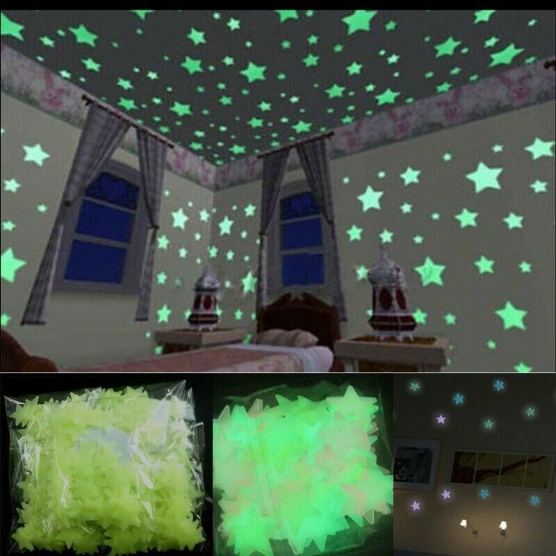 Decorative Wall Sticker 100 Glow In The Dark Stars for Children's Bedroom