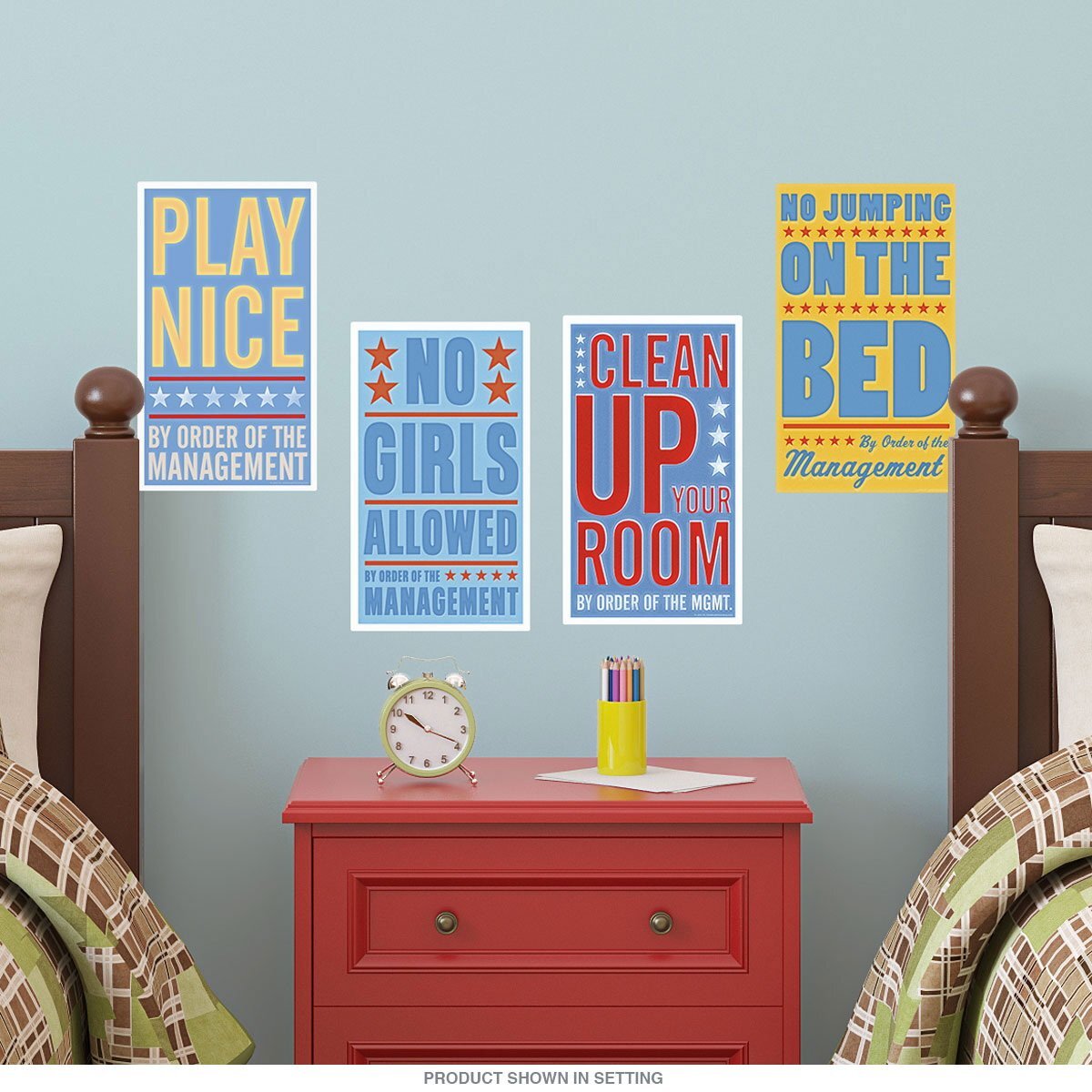 Bedroom Rules Boys Room Wall Decal Set Vintage Style Bundle
