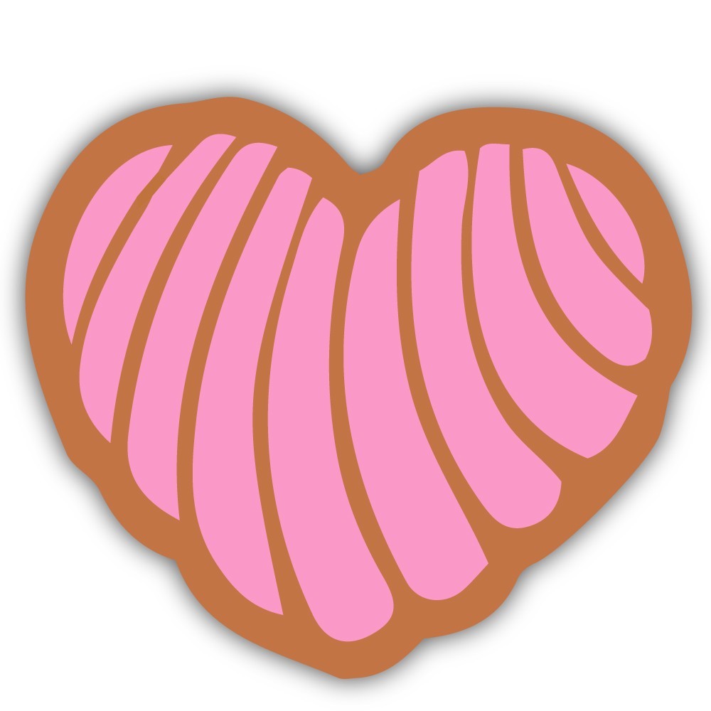 Concha Heart Pink Sweet Bread Cut To Shape Vinyl Sticker (Pan Dulce)