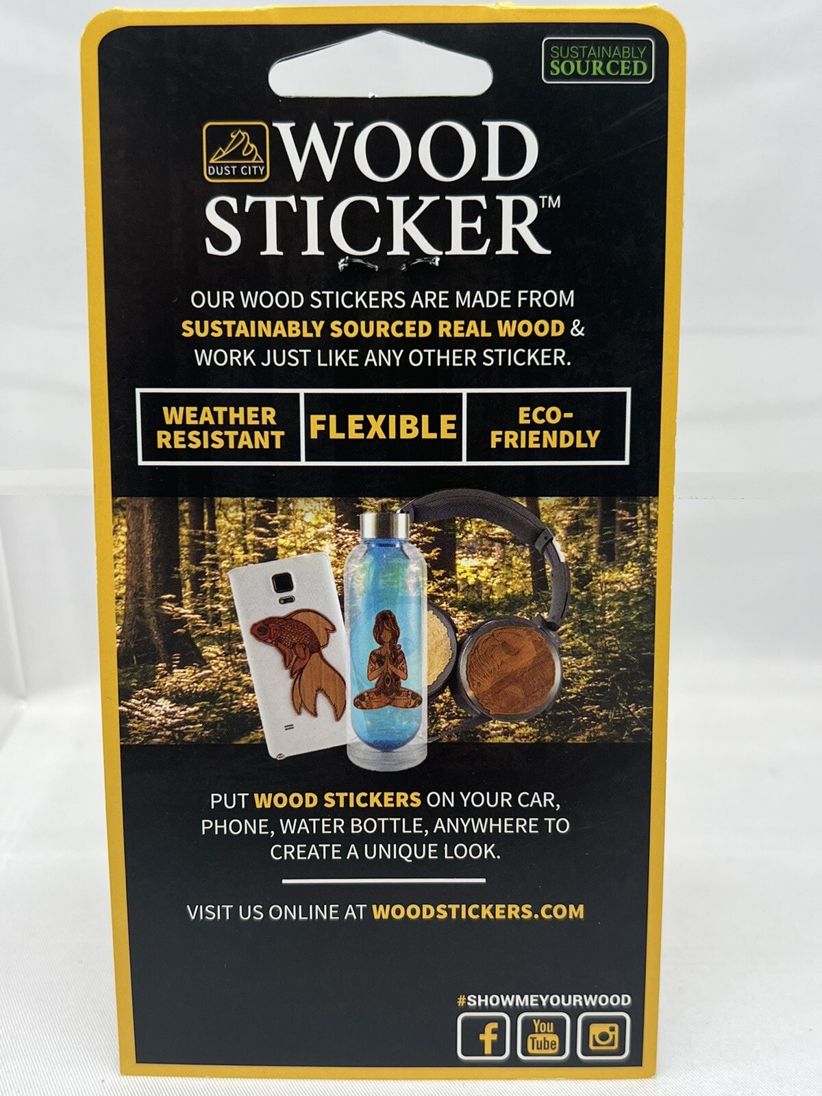 Dust City Real Wood Sticker Hike More Worry Less Phone Water Bottle Flexible NIP
