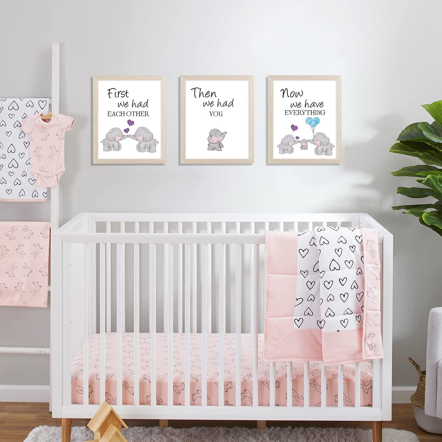 Watercolor Elephant Family Framed Canvas Wall Art ,First We Had Each Other Qu…