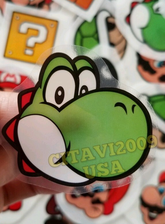 SUPER MARIO BROS TRANSLUCENT STICKERS SET OF 12 PARTY FAVOR DECAL DECORATION