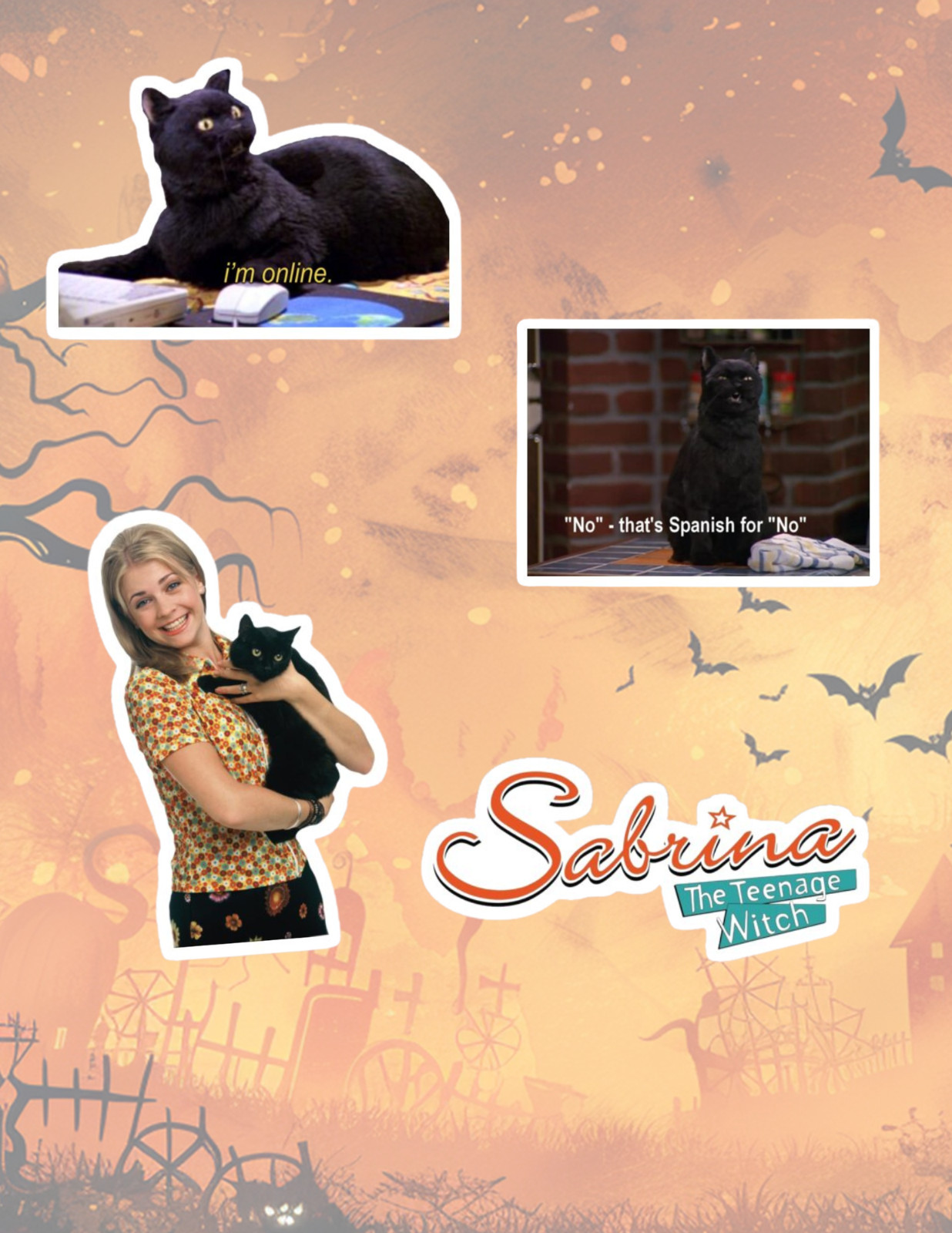 Sabrina The teenage Witch Retro TV 4pc Sticker Pack