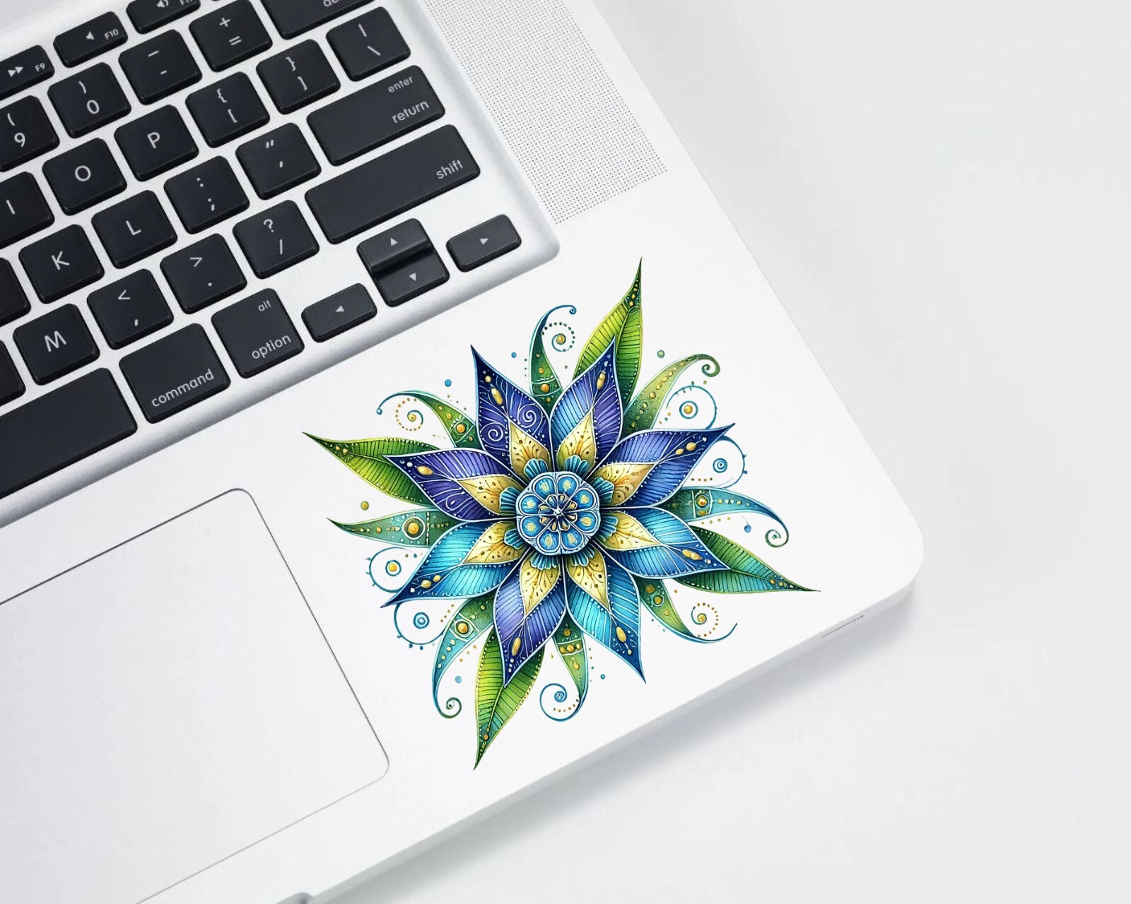 Blue and Yellow Mexican Flowers UV DTF Transparent Sticker / Decal