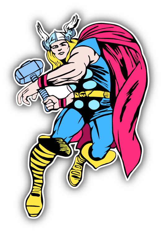 Thor Jumping Cartoon Car Bumper Sticker Decal 3" x 5"