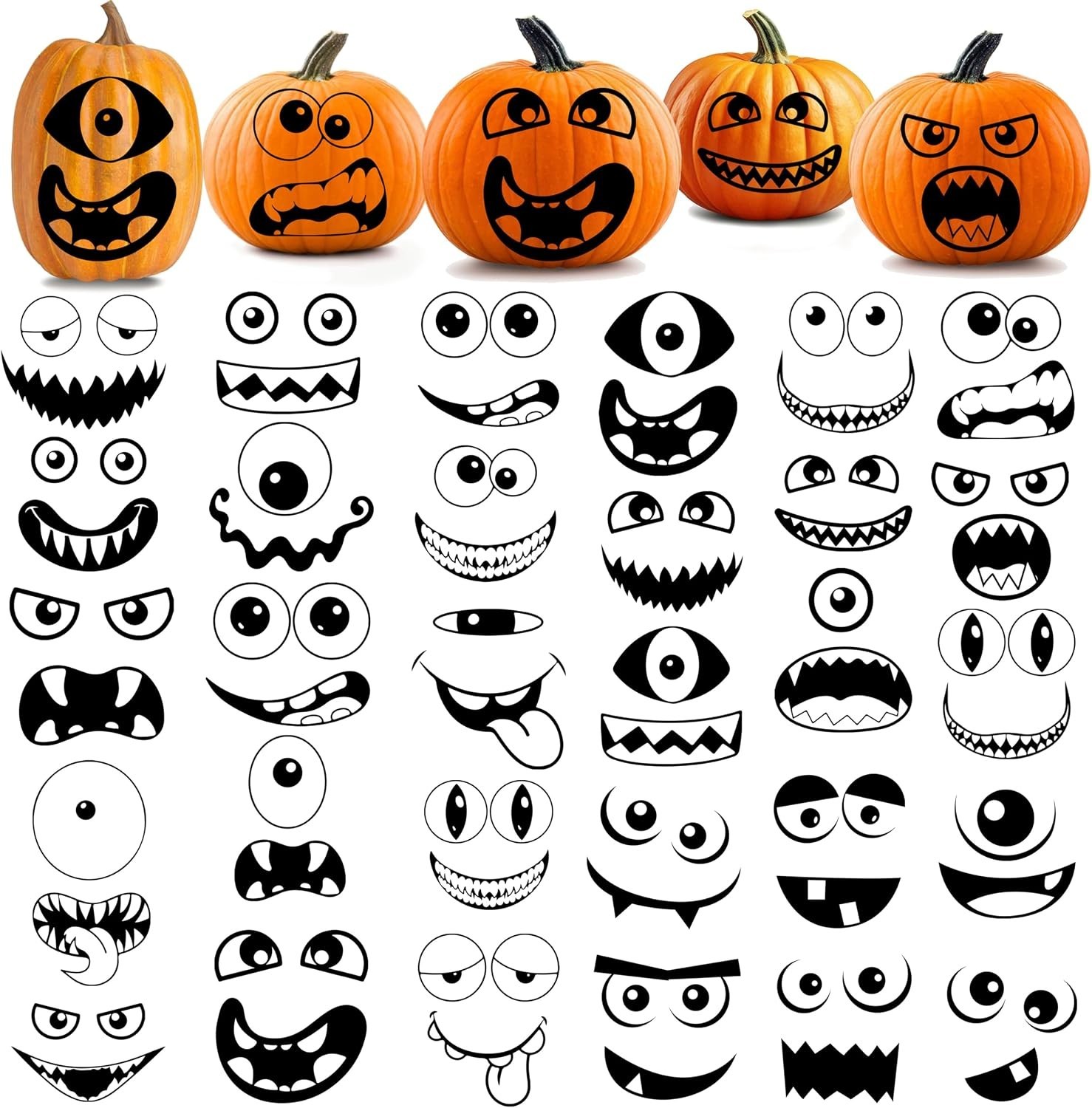 30 Pcs Halloween Monster Faces Stickers Vinyl Decals DIY Craft Vinyl Art Stic…