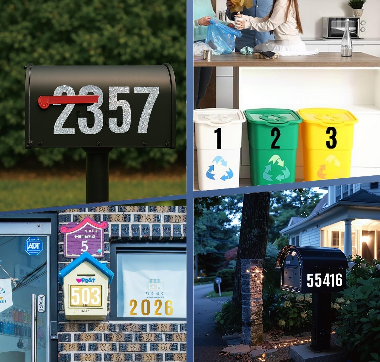 Large 3-Inch Vinyl Number Stickers – 60 Durable Address Labels for All Surfaces
