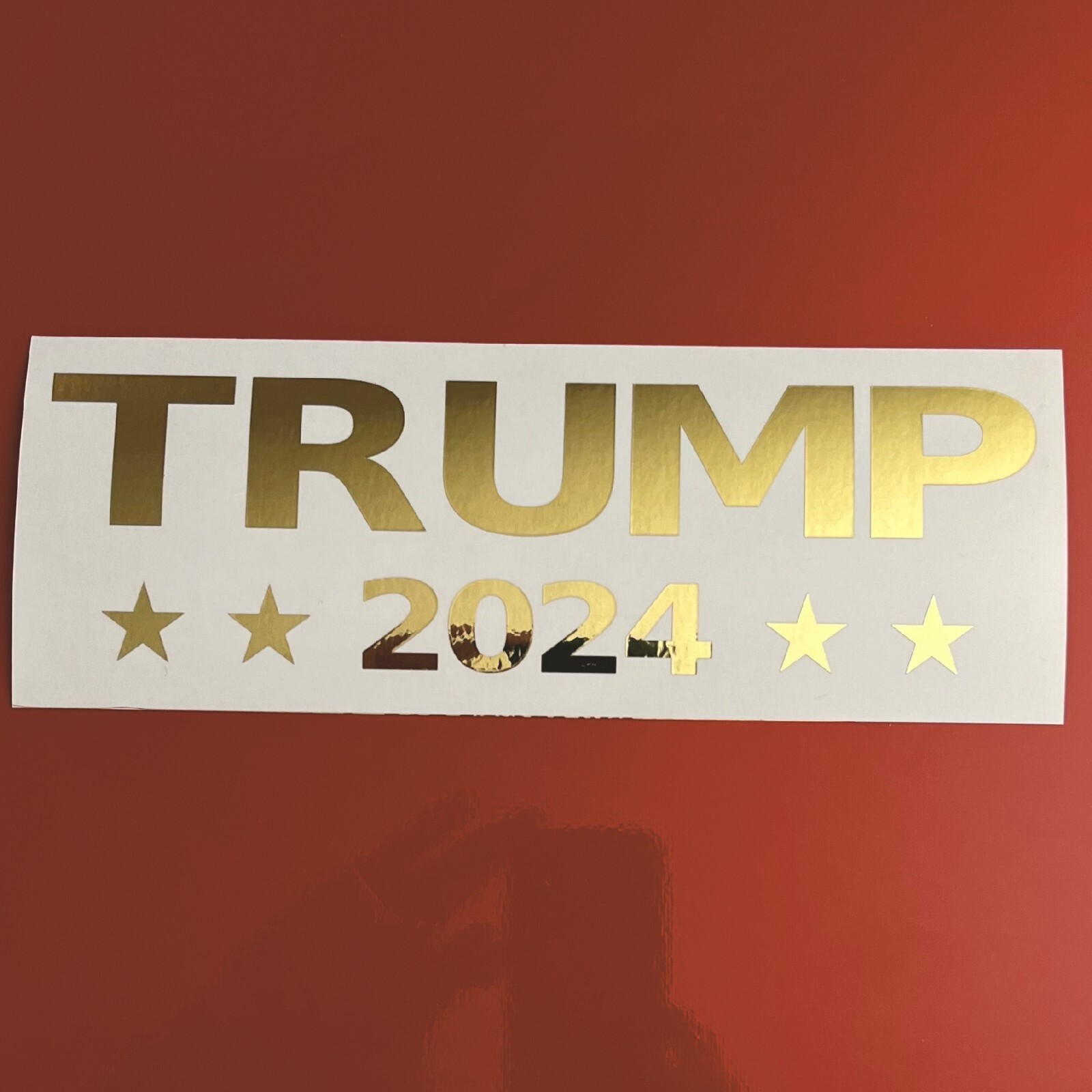 TRUMP 2024 Large Shiny Gold Vinyl Decal Window or Bumper Sticker 8" x 2.5" 