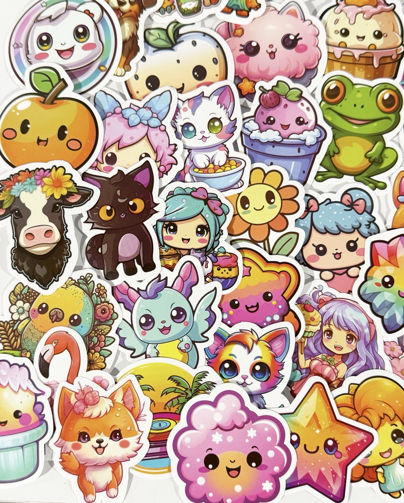 100PCS Cute Waterproof Vinyl Stickers, Kawaii Cartoon Stickers for Kids, Animals