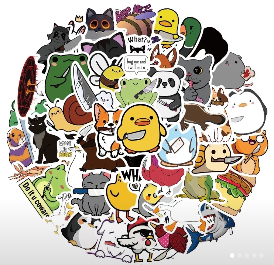 10 PCS Cute Funny Sarcastic Animals With Knives Stickers BRAND NEW