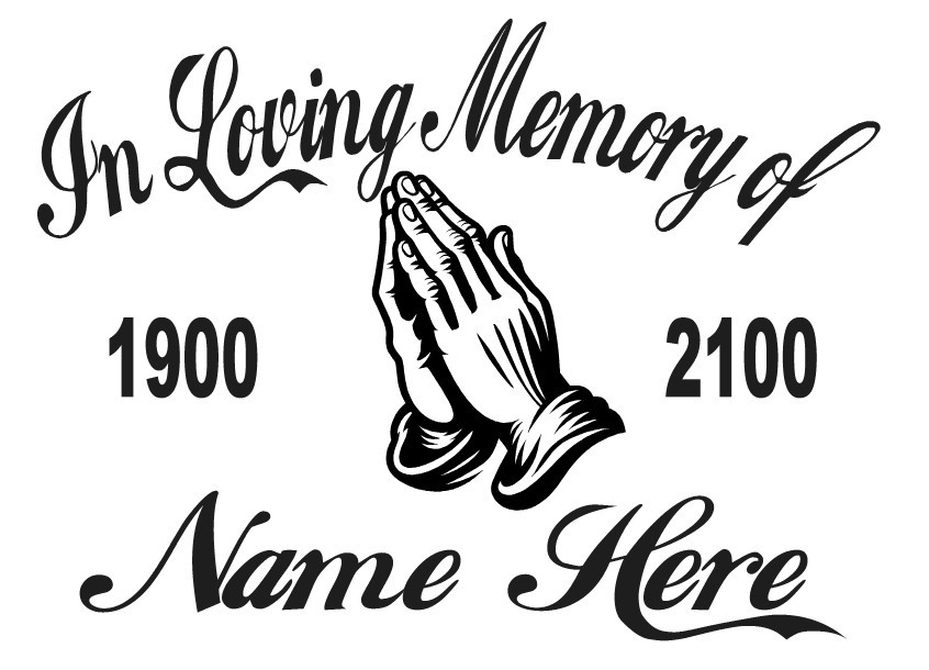 In Loving Memory Praying Hands Sticker Decal Window Memorial Personalized #2