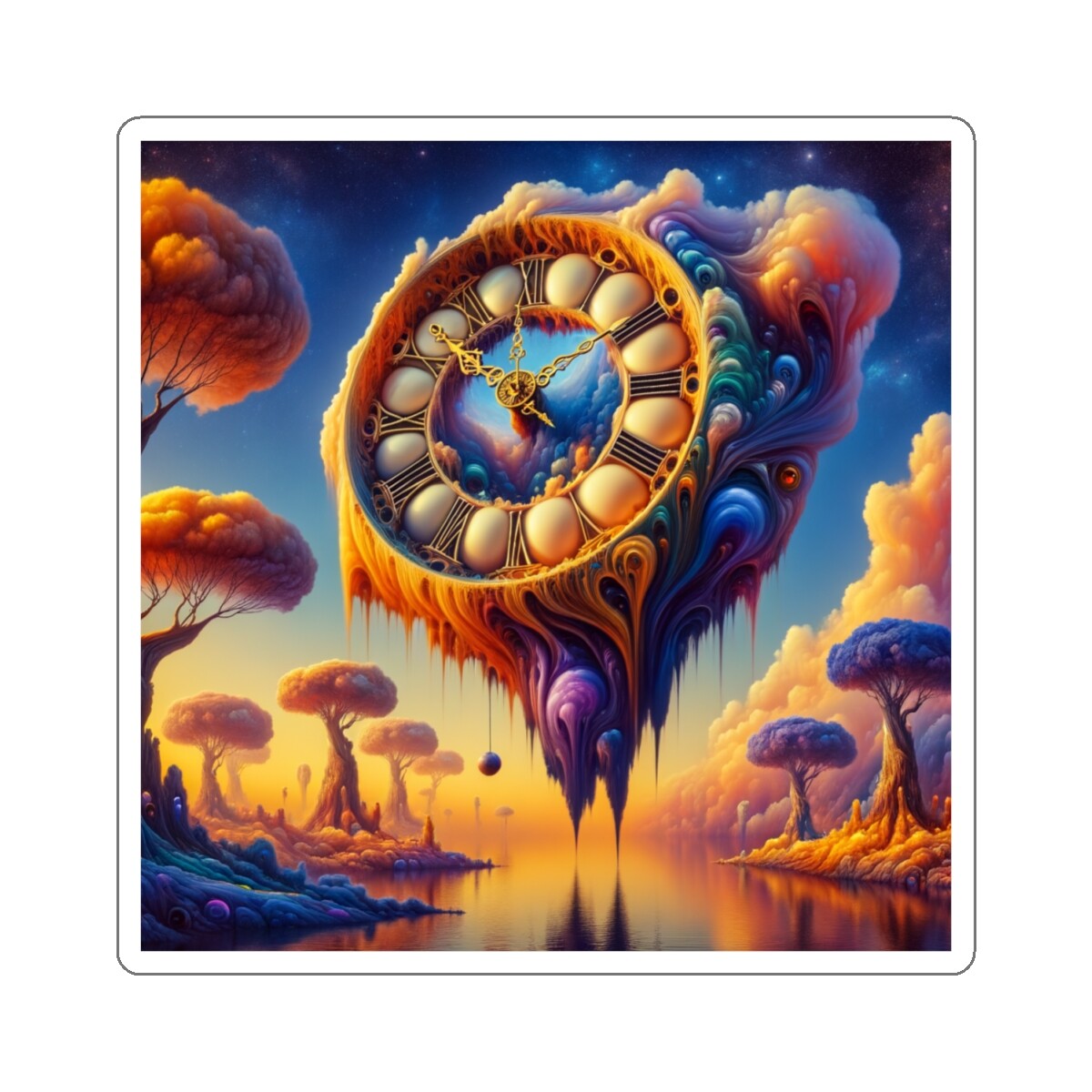 Sticker Surreal Clock Dreamscape Artwork Painting 2×2 3×3 4×4 6×6