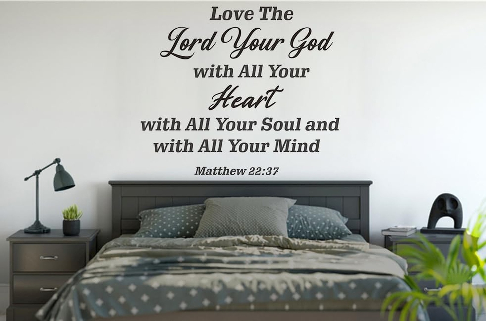 Inspirational Bible Verse Wall Decal Sticker, Love The Lord Your God with All…