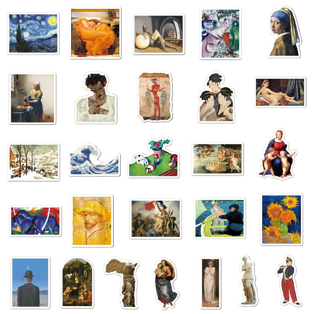150pcs Famous Painting Vinyl Stickers, Artist Monet Van Gogh,0012345