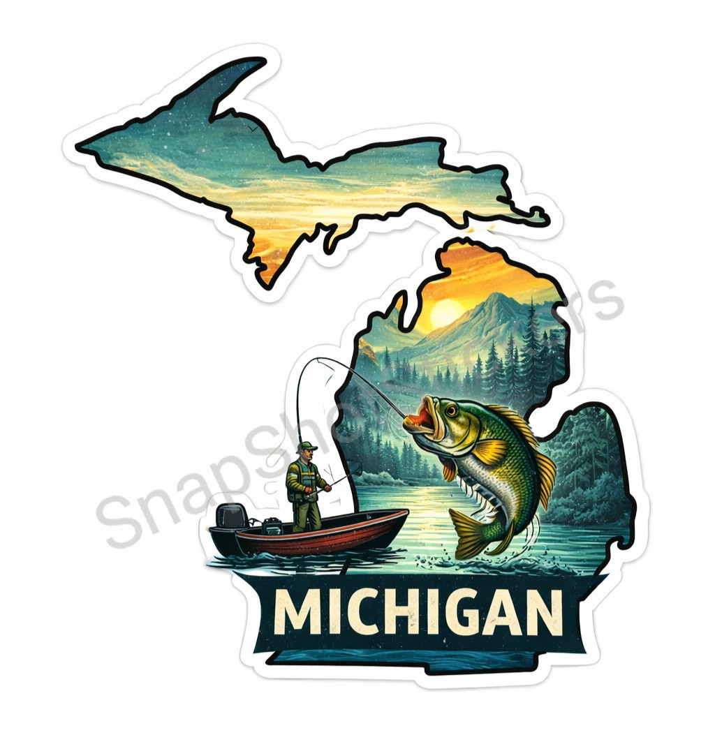 Michigan | State Outline Vinyl Decal | Outdoors Lake Life Fishing Sticker 03