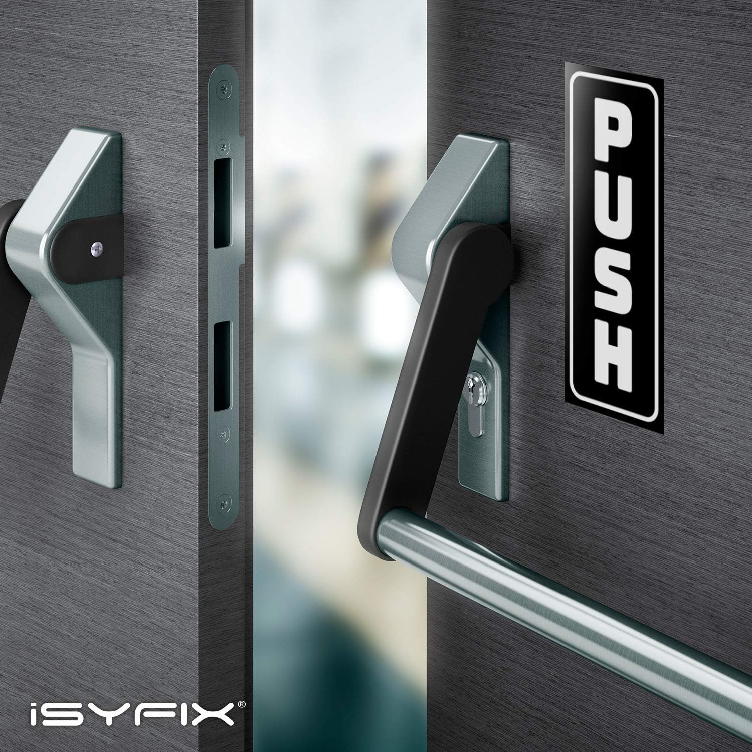 Push Pull Stickers Sign – 2 Pack 2×5 inch -Vertical Decal Self-Adhesive, Blac…