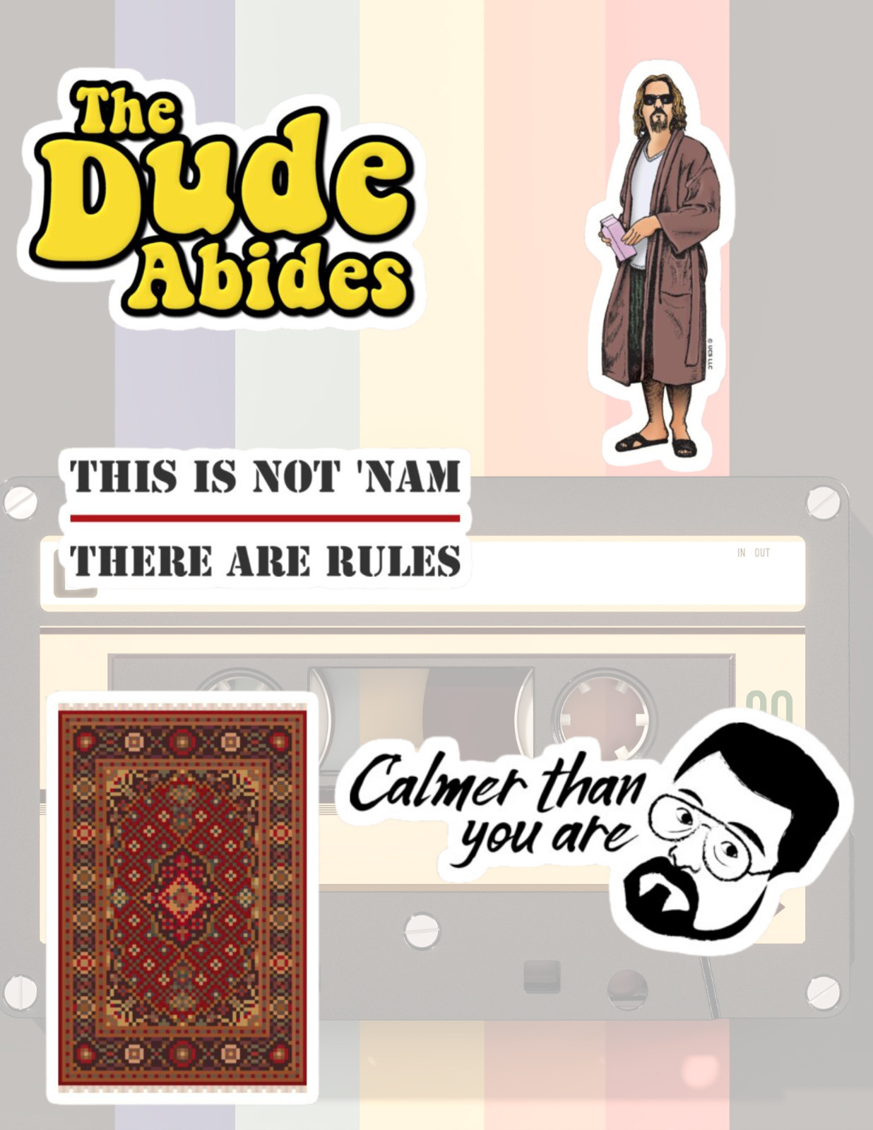 Big Lebowski 90's Movies 5pc Sticker Pack