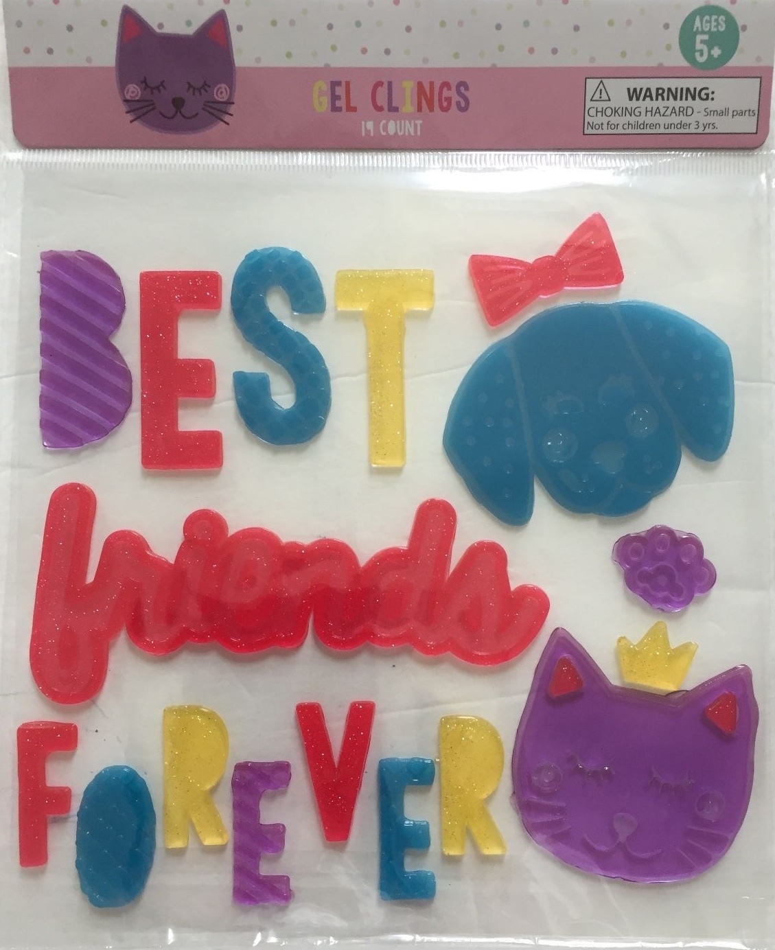 BEST FRIENDS FOREVER Window Gel Stickers Clings Teacher Supply dog cat party