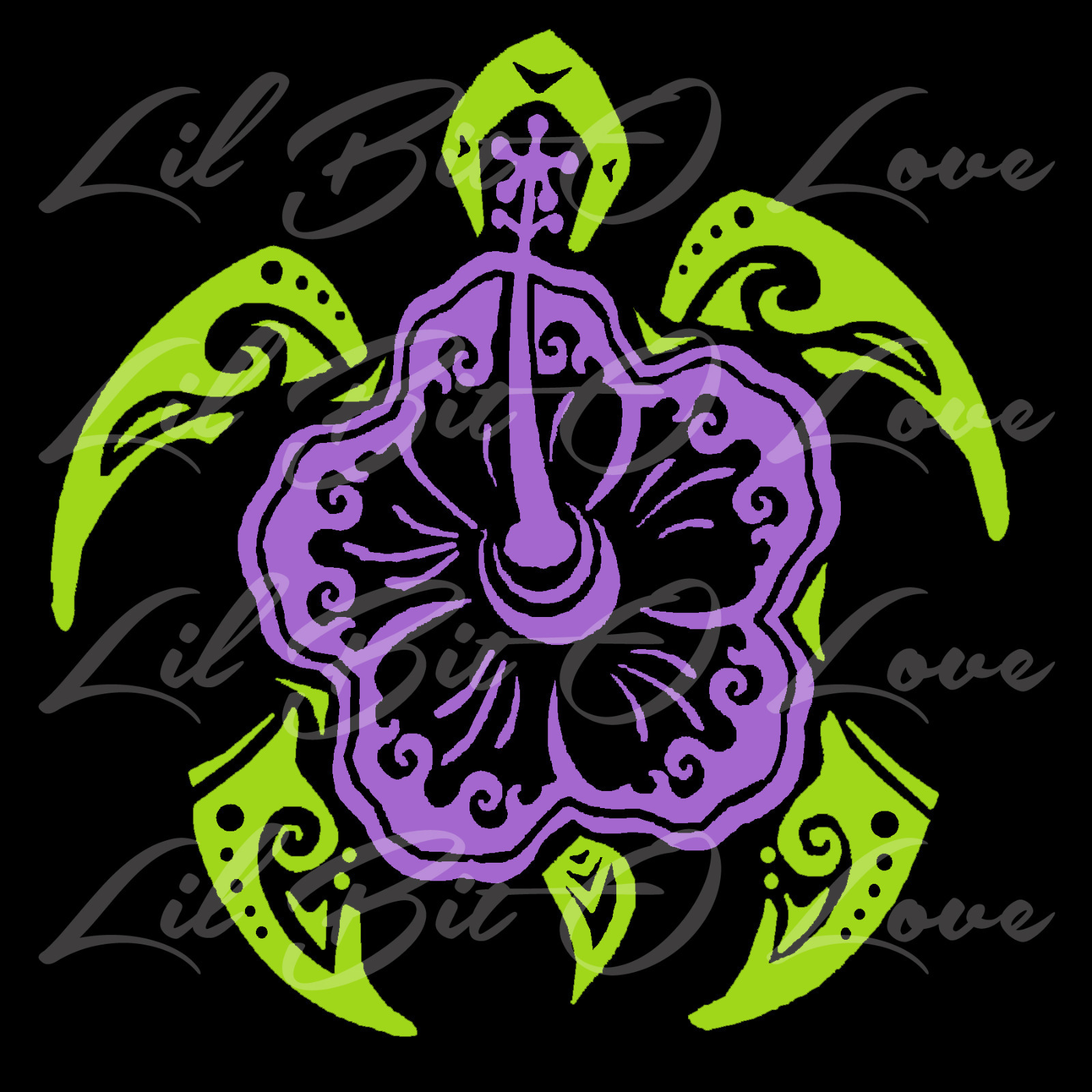 Tribal Hibiscus Sea Turtle Vinyl Decal Sticker Tortoise Beach 2 Color