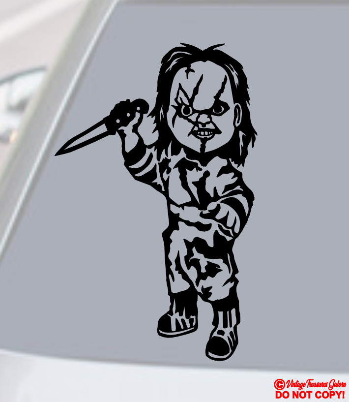 CHUCKY VINYL DECAL STICKER CAR REAR WINDOW BUMPER CHILD'S PLAY HORROR MOVIE DOLL