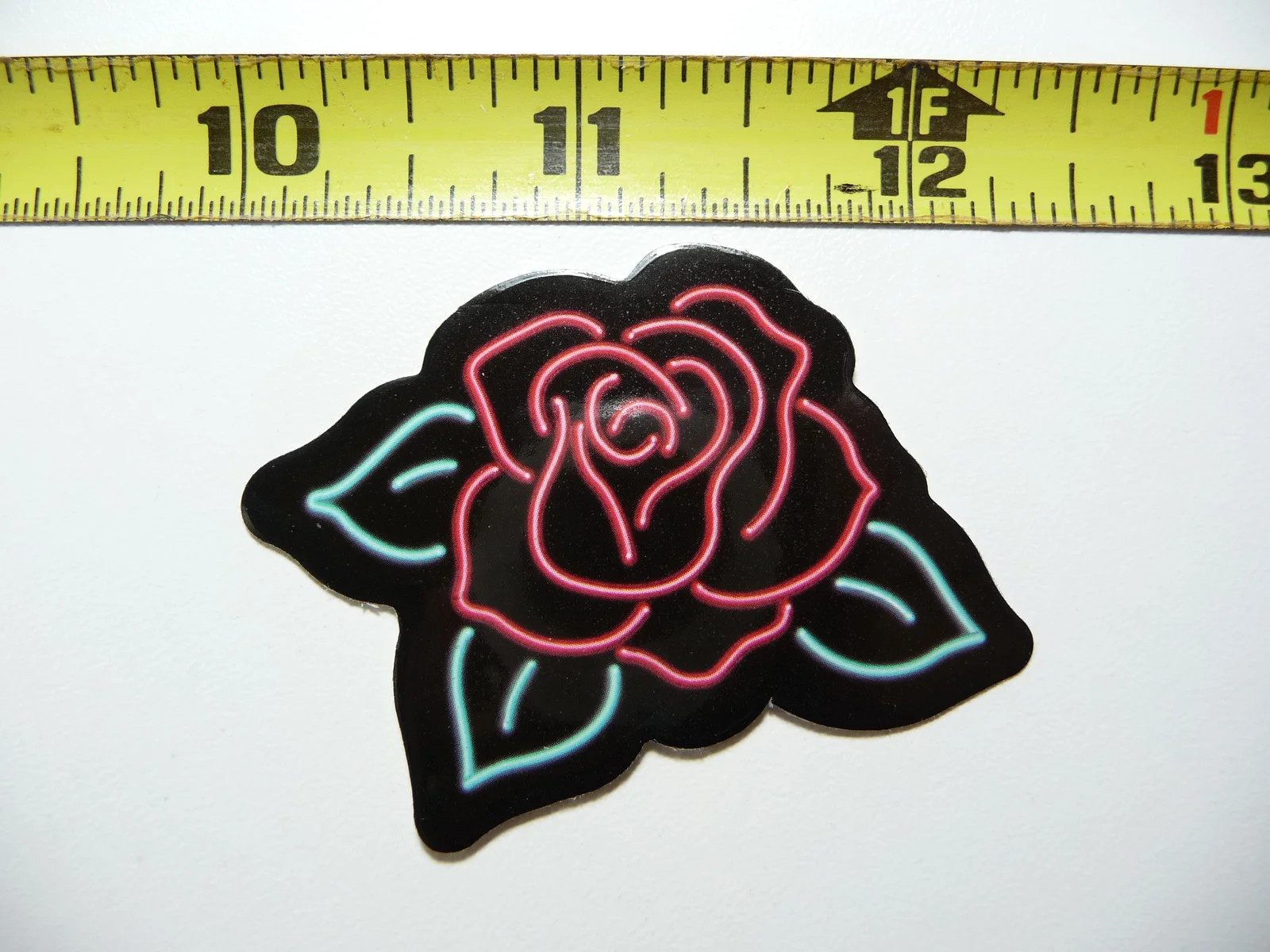 NICE ROSE PLANT NEON STYLE SMALL STICKER DECAL COLORFUL FUNNY