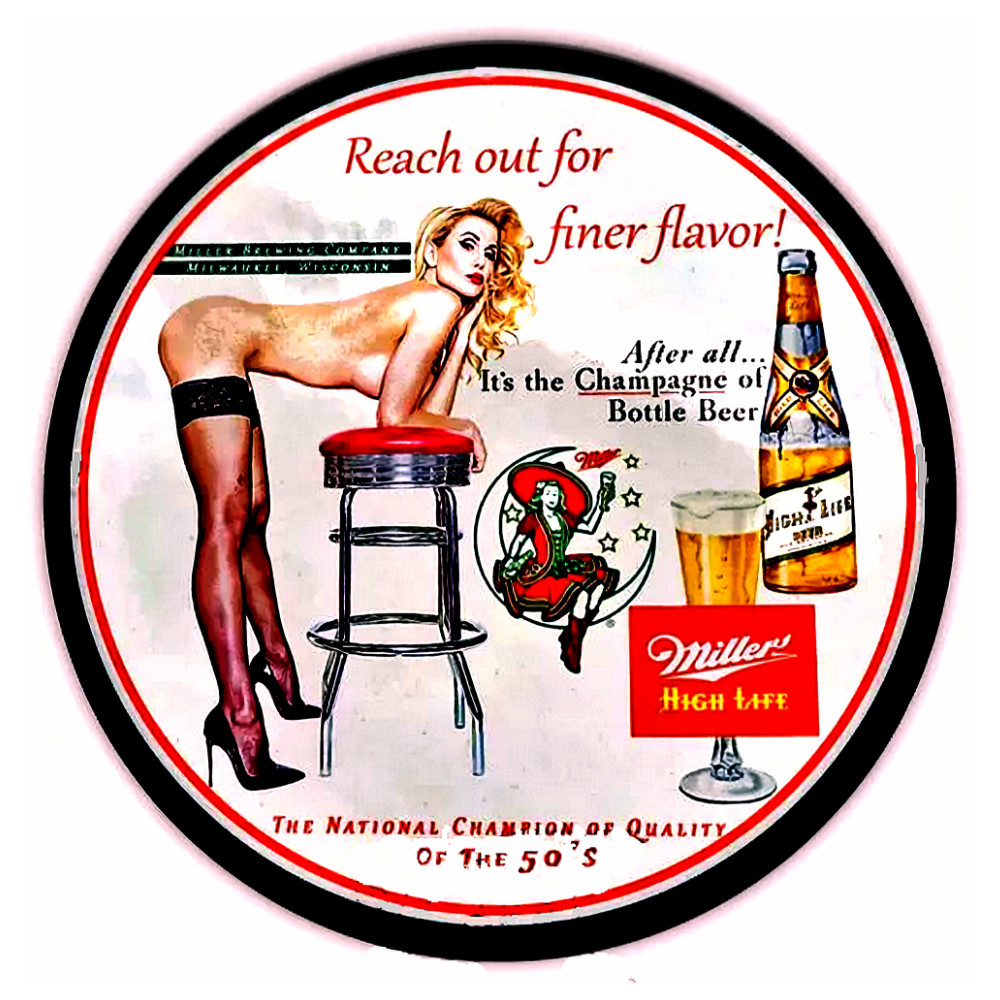 Miller High Life Sexy Woman Sticker Decal Sign Vintage Replica Milwaukee Beer