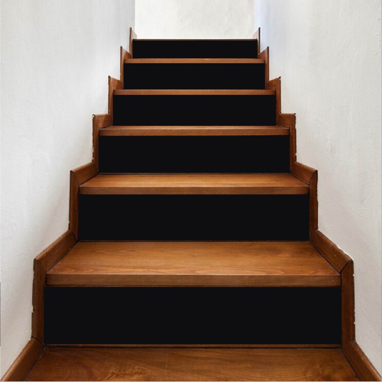 Black Stair Riser Stickers | Waterproof Vinyl Peel and Stick Decals (Set of 5)