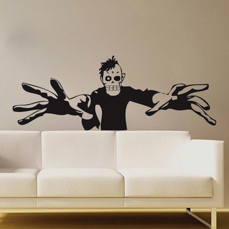 3D Zombie Wall Art Mural Decals Seasonal Wallpaper Vinyls Scary Holiday Art, h03