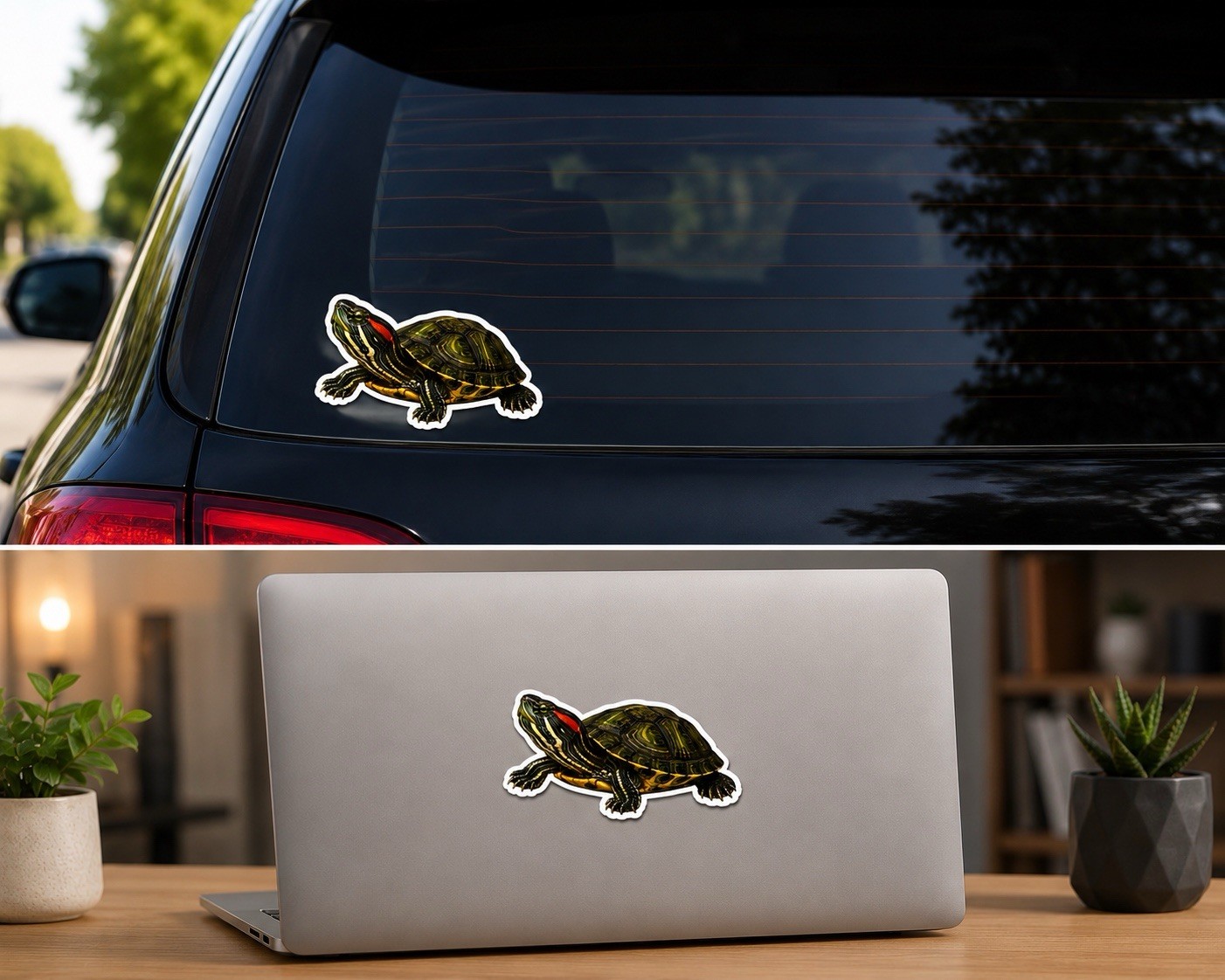 Red Eared Slider Turtle Vinyl Stickers 3 Pack 3.5×2 Inch Decal Laptop Car Pet