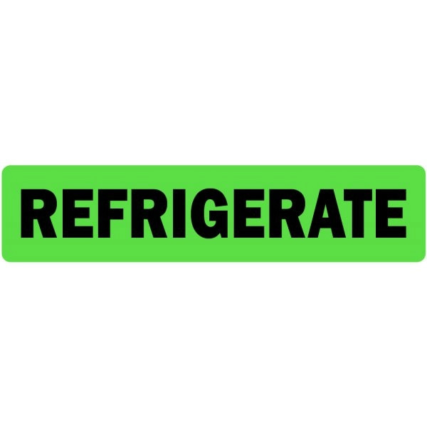 Refrigerate Stickers – Fluorescent Green 100 Stickers – 1"