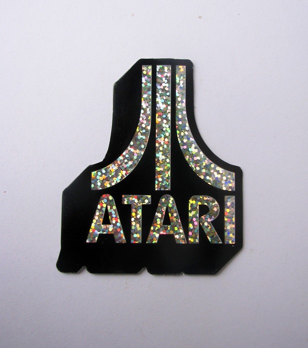 Atari Blocky Glitter Sticker Skateboard Sparkle Shiny Decal Retro Video Gaming
