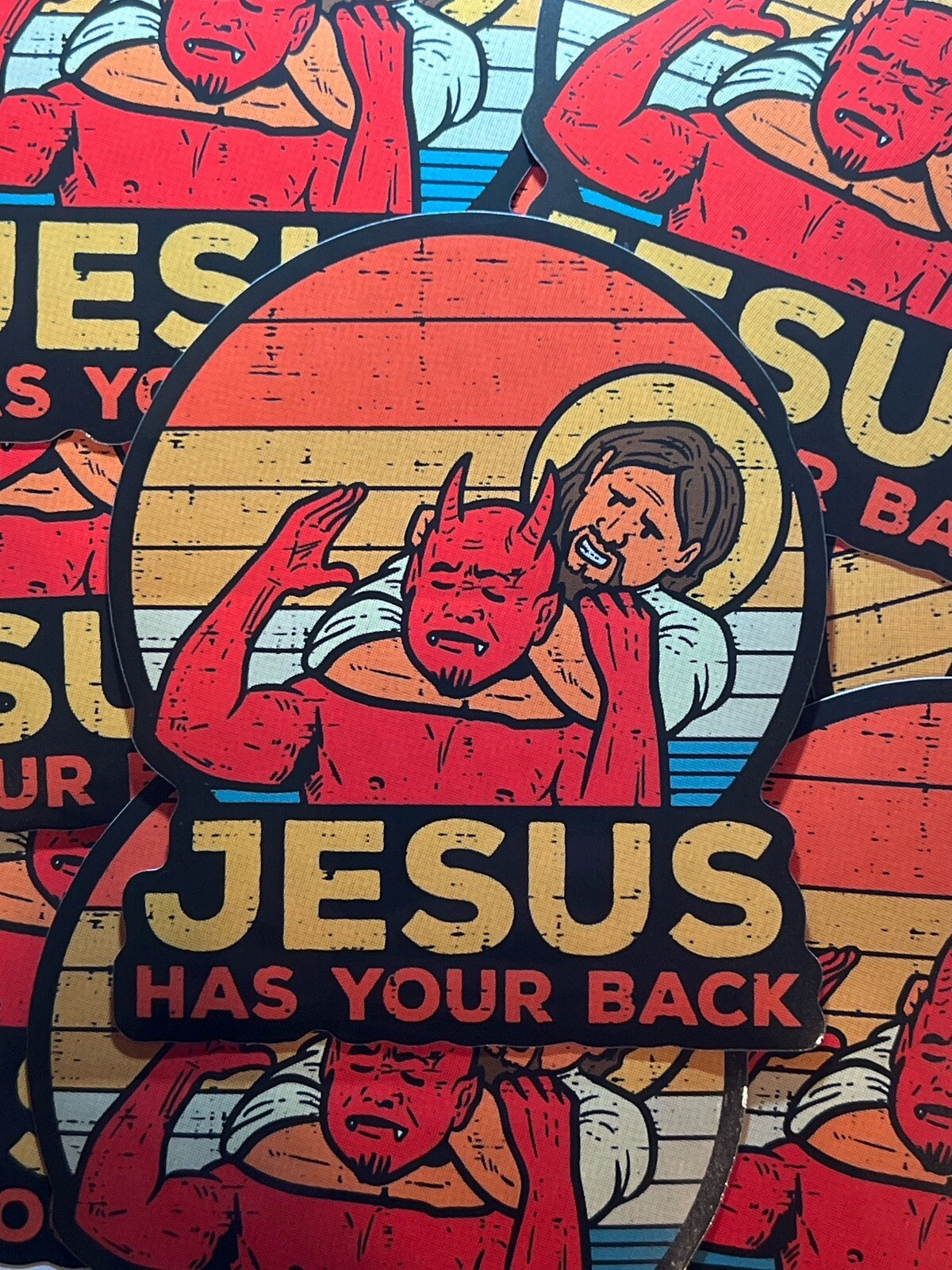 Jesus Has Your Back Jiujitsu Martial Arts Christian 4 Inch Vinyl Sticker