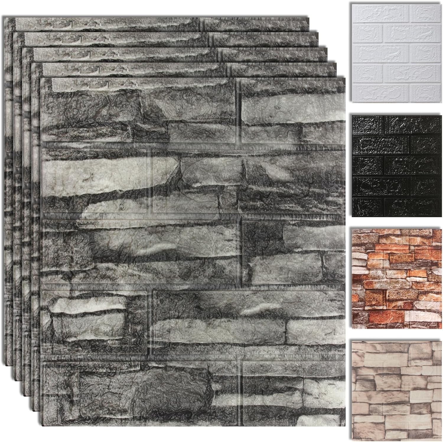 10PCS Faux Brick Foam Wall Panels Peel Stick Kitchen Bathroom Decor