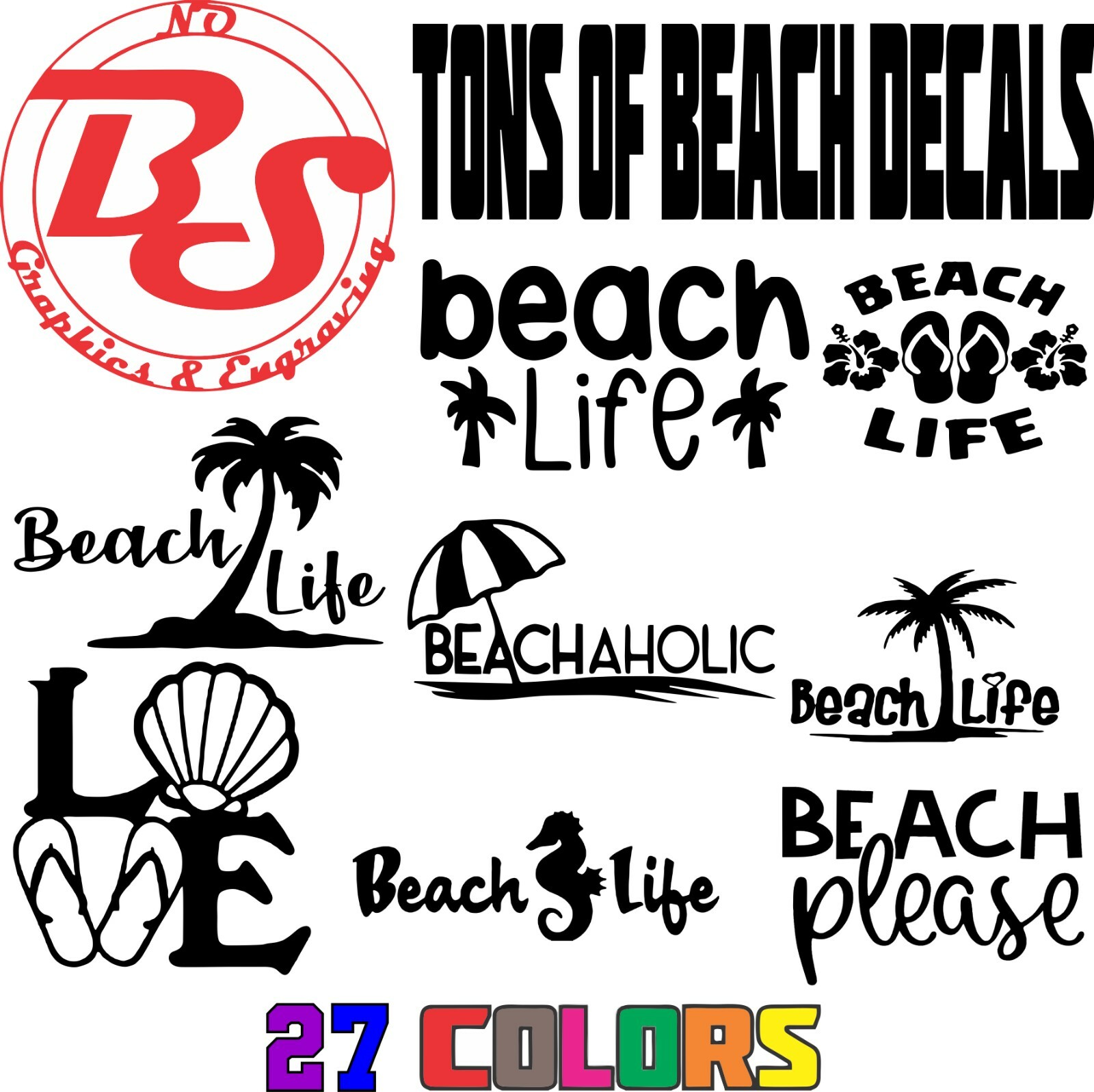 6" Beach Decal Ocean Salty Life Tropical Car Mermaid Sand Sea Palm Tree noBS