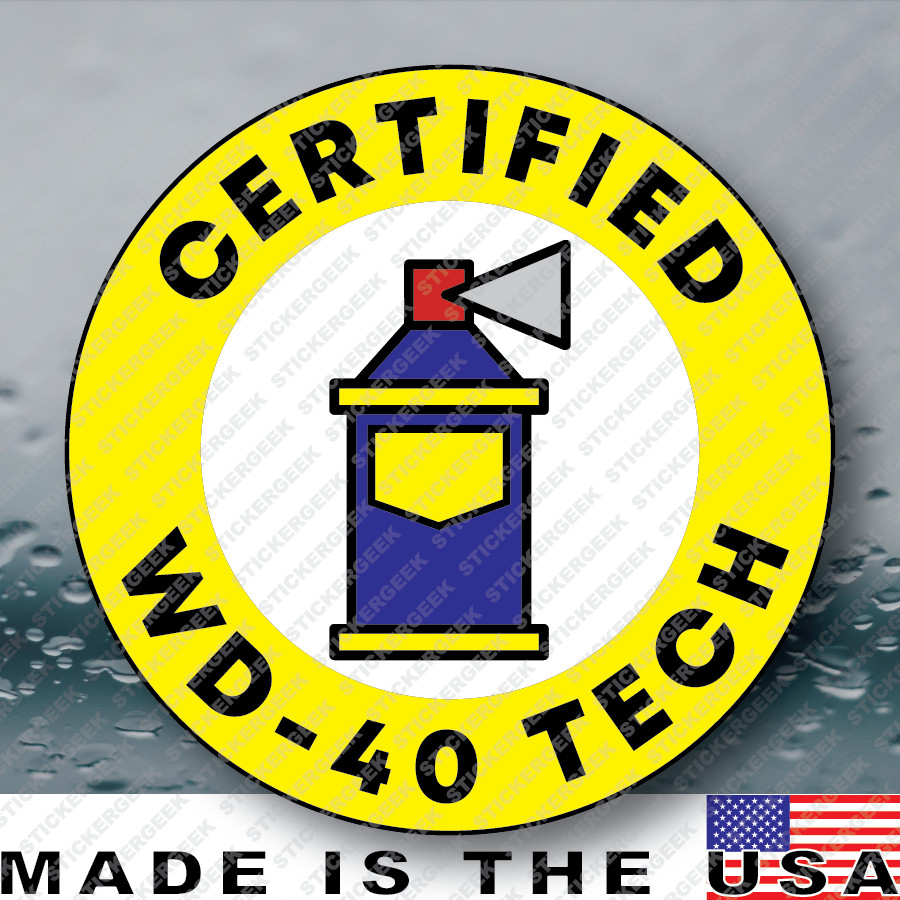 WD-40 CERTIFIED Funny Hard Hat Helmet JDM TUNER Gag Prank Joke Sticker 2IN